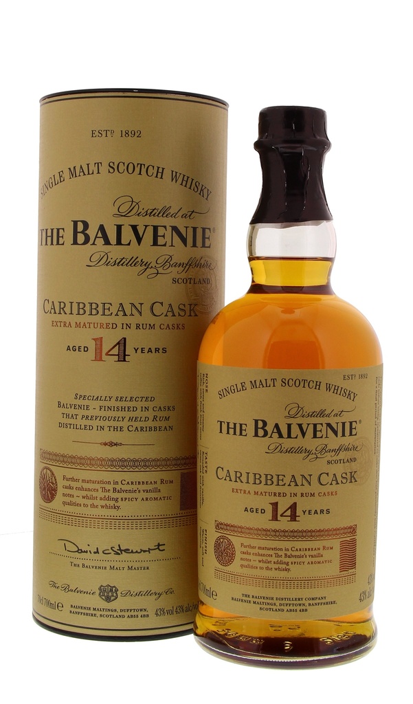 Balvenie 14 Years Carribean Cask 43° 70 cl + GBX
