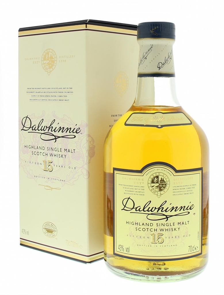 Dalwhinnie 15 Years 43° 70 cl + GBX